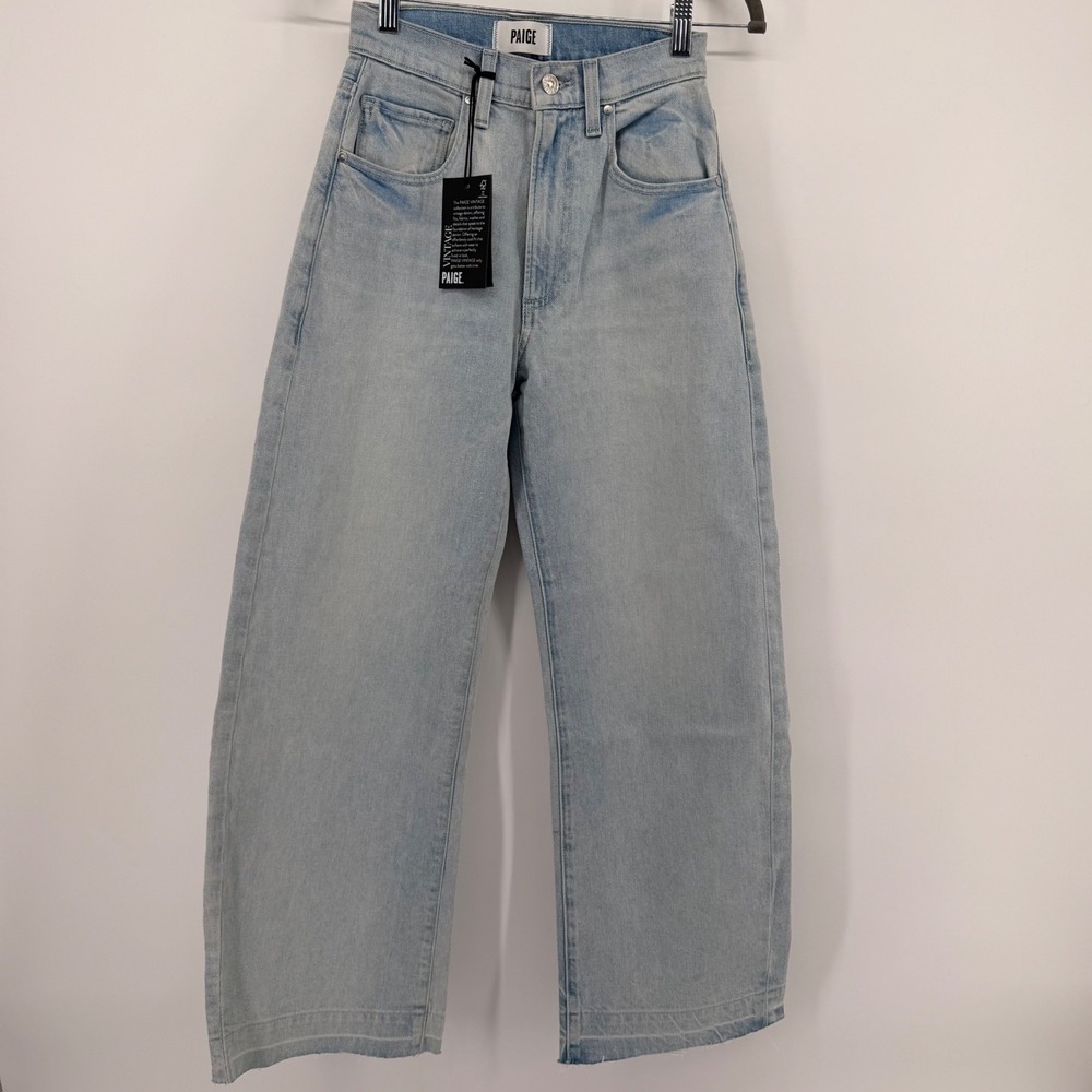 Paige Jeans Womens 23 Blue Arellia Ankle Undone Hem Fernanda High Barrel Leg